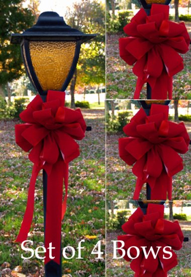(image for) Set of 4 Red Velvet Christmas Bows CR4576 TEXT_CLOSE_WINDOW