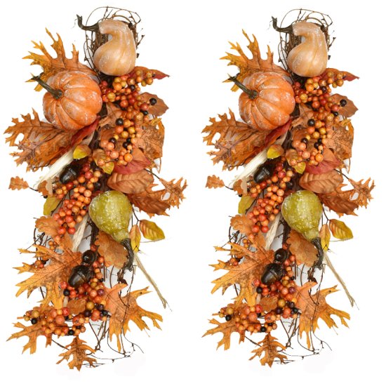 (image for) Set of 2 Frosted Pumpkin Swags WR4976 Out of Stock TEXT_CLOSE_WINDOW