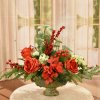 (image for) Red Rose and Snowball Christmas Centerpiece
