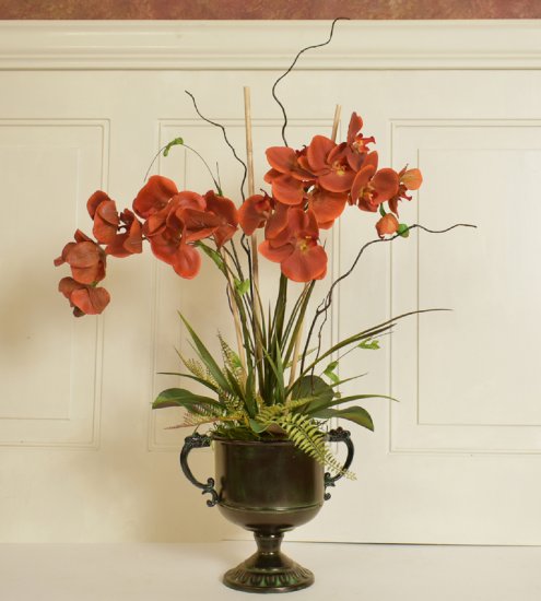 (image for) Rusty Red Phalenopsis Orchid Silk Floral Design O160 TEXT_CLOSE_WINDOW
