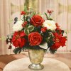 (image for) Red and White Christmas Faux Floral Designs with Roses and Poinsettias