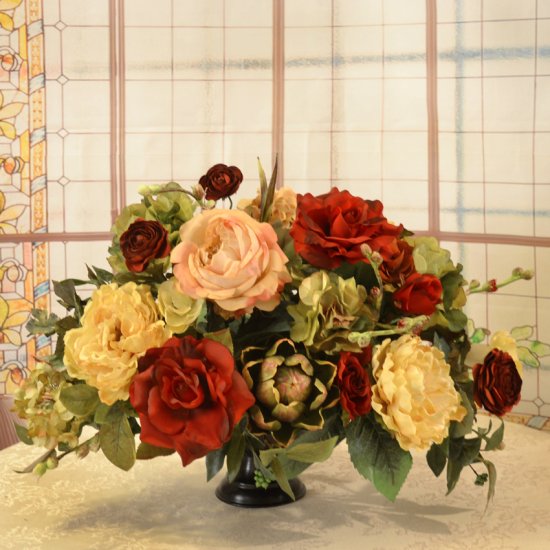 (image for) Silk Flowers | Red, Cream & Artichoke AR318 TEXT_CLOSE_WINDOW