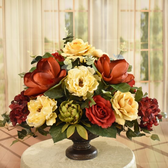 (image for) Burgundy and Cream Grande Silk Floral Centerpiece AR339 TEXT_CLOSE_WINDOW