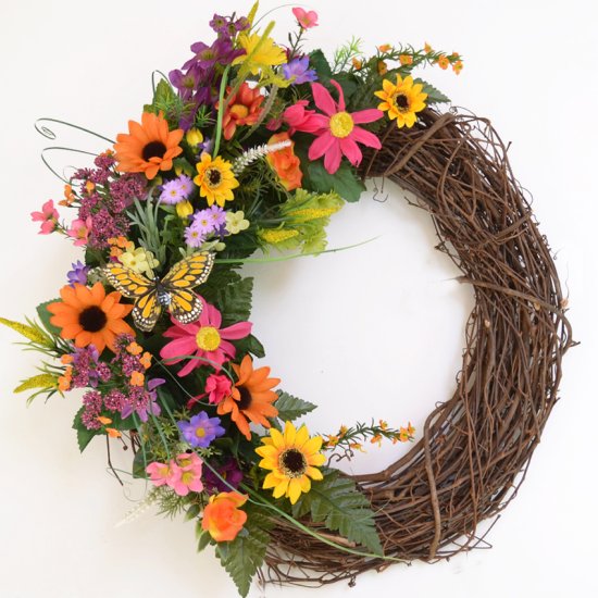 (image for) Summer Wildflower Wreath with Butterfly WR4925 TEXT_CLOSE_WINDOW