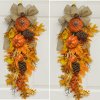 (image for) Set of 2 Fall Pumpkn door Swags with Burlap Bow