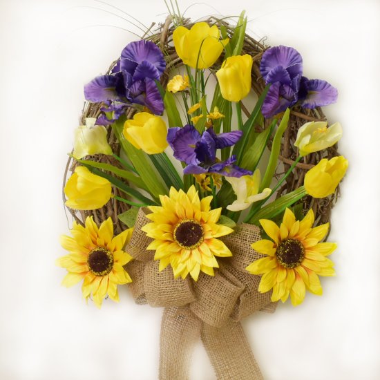 (image for) Spring Wreath with Sunflowers WR4980 Out of Stock TEXT_CLOSE_WINDOW