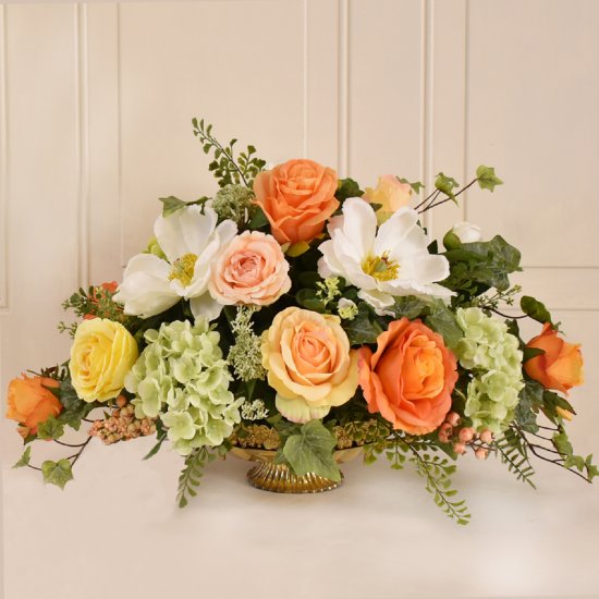 (image for) Magnolia and Rose Silk Flower Centerpiece AR420 TEXT_CLOSE_WINDOW
