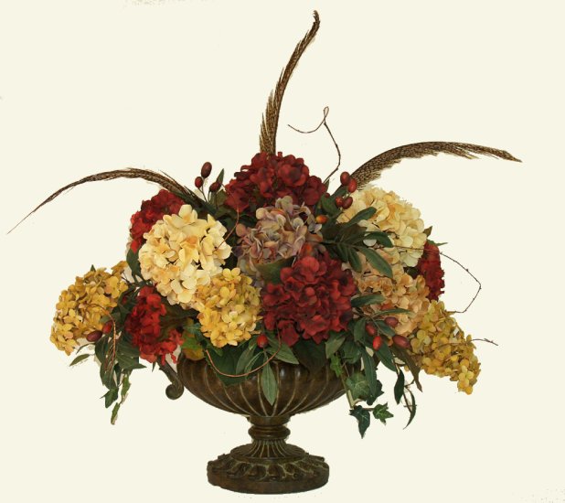 (image for) Large Jewel Tone Hydrangea Silk Floral Centerpiece AR258 TEXT_CLOSE_WINDOW