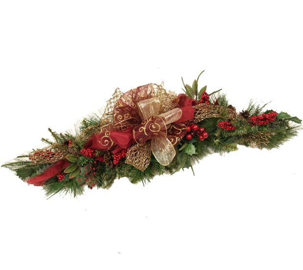 (image for) 36" Burgundy Holiday Swag- Christmas Centerpiece-WR456 TEXT_CLOSE_WINDOW