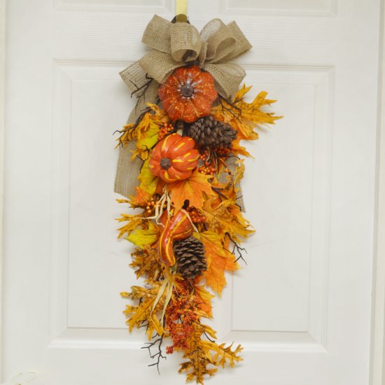 (image for) 30" Pumpkin & Oak Leaf Door Swag WR4850 TEXT_CLOSE_WINDOW
