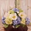 (image for) Blue Hydrangea And White Magnolia Floral Centerpiece AR460