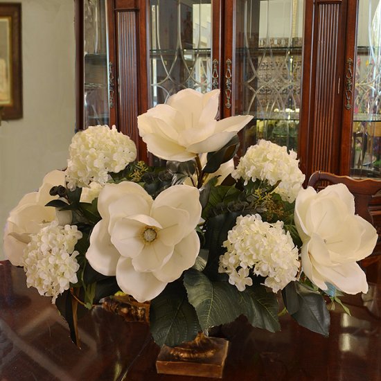 (image for) White Magnolia and Hydrangea Large Silk Flower Arrangement AR344 TEXT_CLOSE_WINDOW
