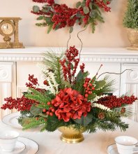 (image for) Red Winter Berry Centerpiece with Pine