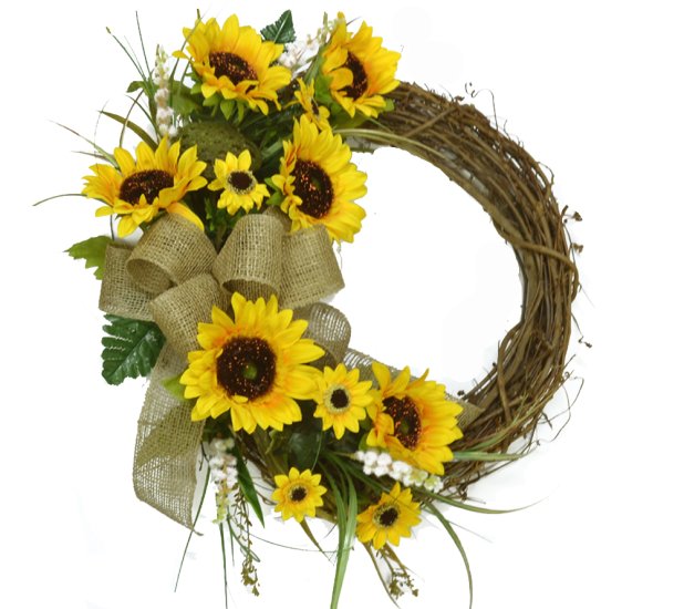 (image for) Sunflower Wreath with Burlap Ribbon TEXT_CLOSE_WINDOW