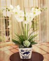 (image for) White Silk Orchids in Blue and White Vase O186