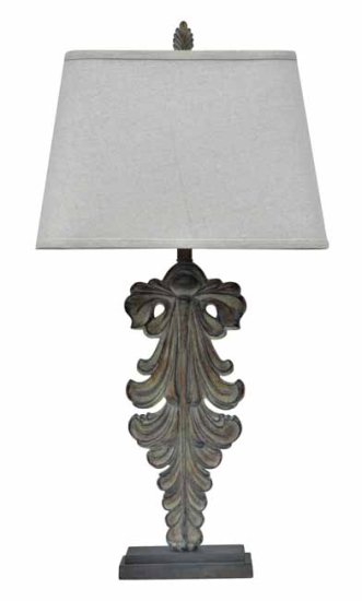 (image for) Antique Bronze Finished Resin Table Lamp 31" HT (11/11 x 11/11 x 12" Textured Gold Silk Shade) TEXT_CLOSE_WINDOW