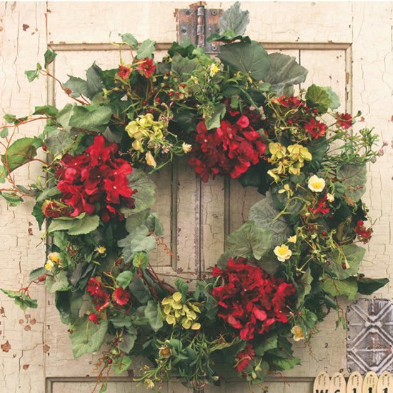 (image for) Burgundy Hydrangea and Ivy Wreath WS117 TEXT_CLOSE_WINDOW