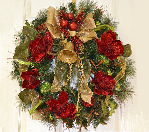 (image for) Red Magnolia Ornament Chrismtmas Wreath CR4676 TEXT_CLOSE_WINDOW