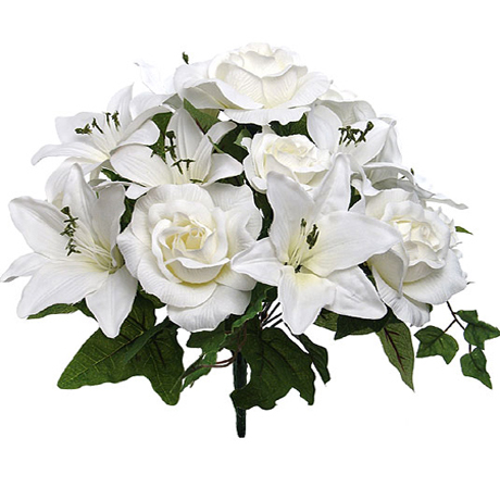 (image for) 14" ROSE/LILY WEDDING BUSH- S7152 (6 piece min) TEXT_CLOSE_WINDOW