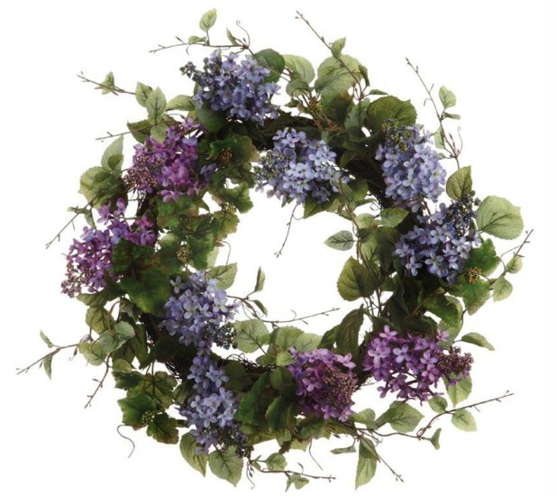 (image for) Spring Wreath with Silk Lavender Wispy Lilacs WR4834 TEXT_CLOSE_WINDOW