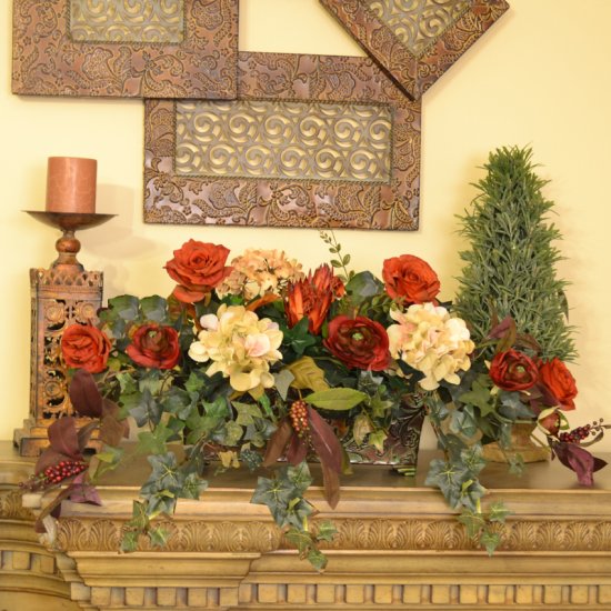 (image for) Rust, Burgundy and Cream Mixed Floral and Ivy Ledge Plant GR177 TEXT_CLOSE_WINDOW