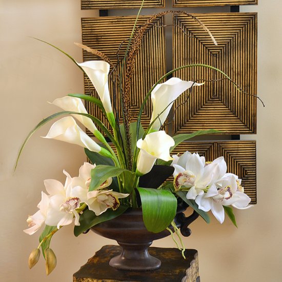 (image for) Calla Lily and Orchid Silk Flower Arrangement AR386 TEXT_CLOSE_WINDOW