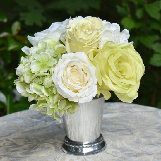 (image for) Green and White Rose Bouquet Silk Floral Design AR479 TEXT_CLOSE_WINDOW