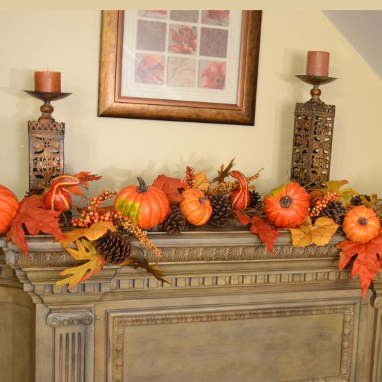 (image for) Deluxe Pumpkin Berry Fall Leaf Garland WR4856 TEXT_CLOSE_WINDOW