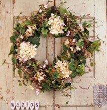 Crescent Grapevine Wreath with Pink Hydrangea WS2105