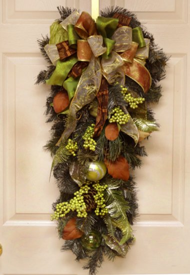 (image for) Green and Brown Ornament Holiday Door Swag CR4582 TEXT_CLOSE_WINDOW