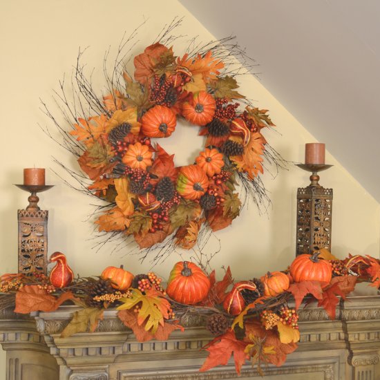 (image for) Grande Pumpkin and Gourd Large Fall Wreath WR4758 Out of Stock TEXT_CLOSE_WINDOW