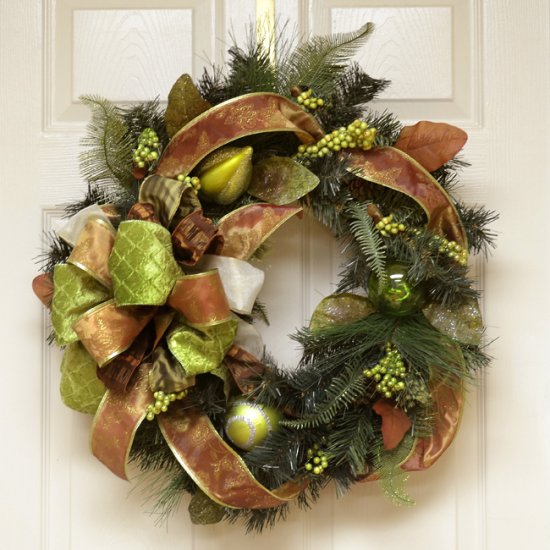 (image for) Green and Brown Christmas Ornament Wreath CR1039 TEXT_CLOSE_WINDOW