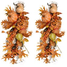 Set of 2 Frosted Pumpkin Swags WR4976 Out of Stock