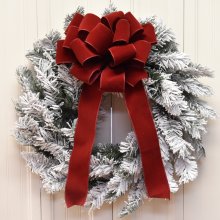 Flocked Wreath With Red Bow CR1600