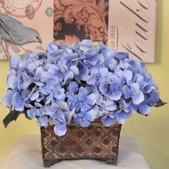 (image for) Silk Flowers | Blue Hydrangea in Chocolate Vase TEXT_CLOSE_WINDOW