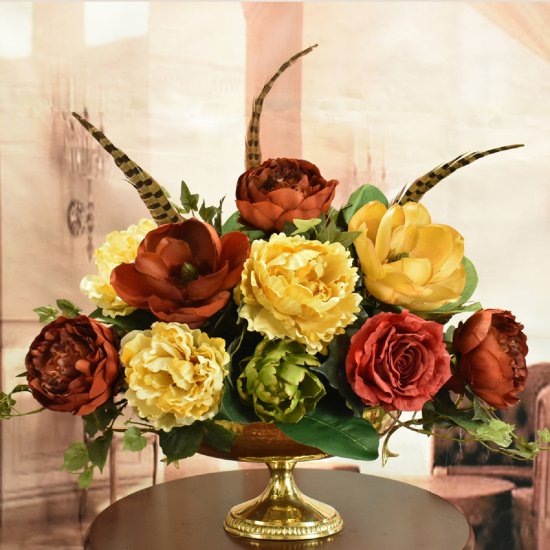 (image for) Large Red and Gold Silk Flower Centerpiece AR429 TEXT_CLOSE_WINDOW