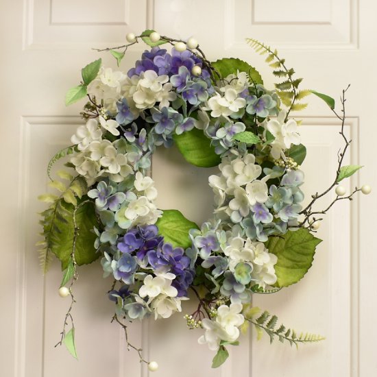 (image for) Blue and Cream Hydrangea Wreath WR4988 Out of Stock TEXT_CLOSE_WINDOW
