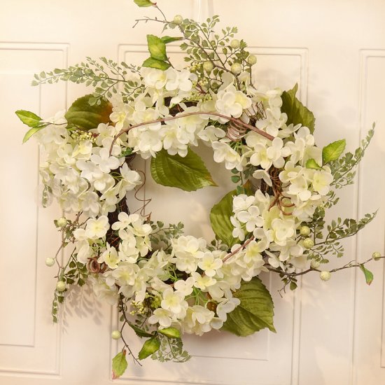 (image for) Cream Hydrangea Wreath WR4960 TEXT_CLOSE_WINDOW