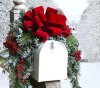 (image for) Snow Flocked Mailbox Swag with Red Velvet Ribbon CR1048