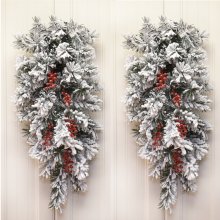 Set of 2 Flocked Pine Swags