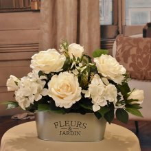 Cream Roses and Hydrangeas Silk Foral Arrangement AR546