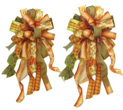 Set of 2 Autumn & Fall Multi-Colored Wreath and Door Bows B4517
