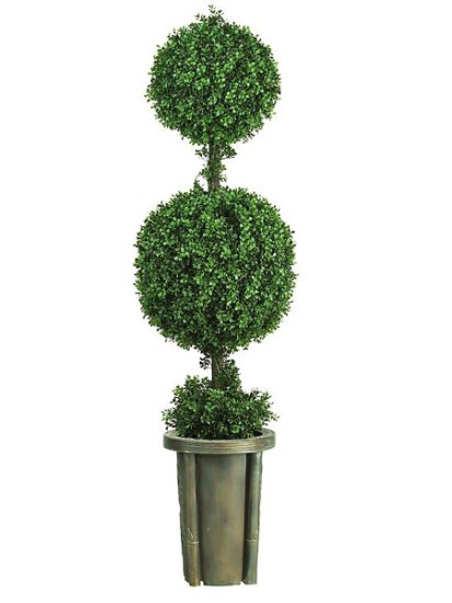5' Double Ball Leucodendron Topiary w/Decorative Vase # NN5221 - Click Image to Close
