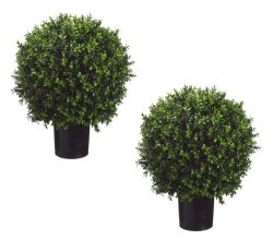 Set of 2 - 26" Ball-Shaped Boxwood Topiary - 2 ea. TP-LPB446
