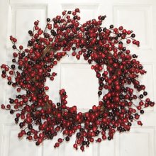 Large 24" Red Berry Christmas Wreath CR4584 Holiday-Decorations