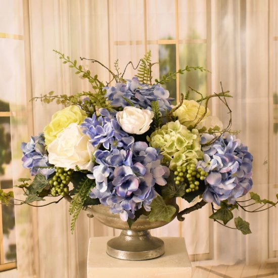 (image for) Blue Hydrangea and Rose Silk Floral Arrangement AR440 TEXT_CLOSE_WINDOW