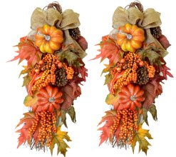 Set of 2 Fall Door Swags - Autumn Door Decor - WR4807 Out of Stock