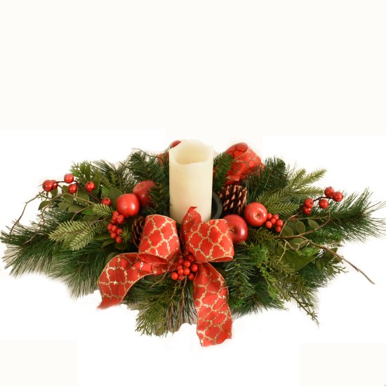 (image for) Pine and Apple Christmas Centerpiece with Ribbon AR1566 TEXT_CLOSE_WINDOW