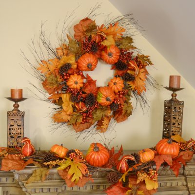 (image for) 30" Deluxe Fall Pumpkin Wreath WR4857