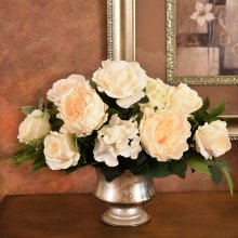 Cream Rose and Peony Silk flower Centerpiece AR532